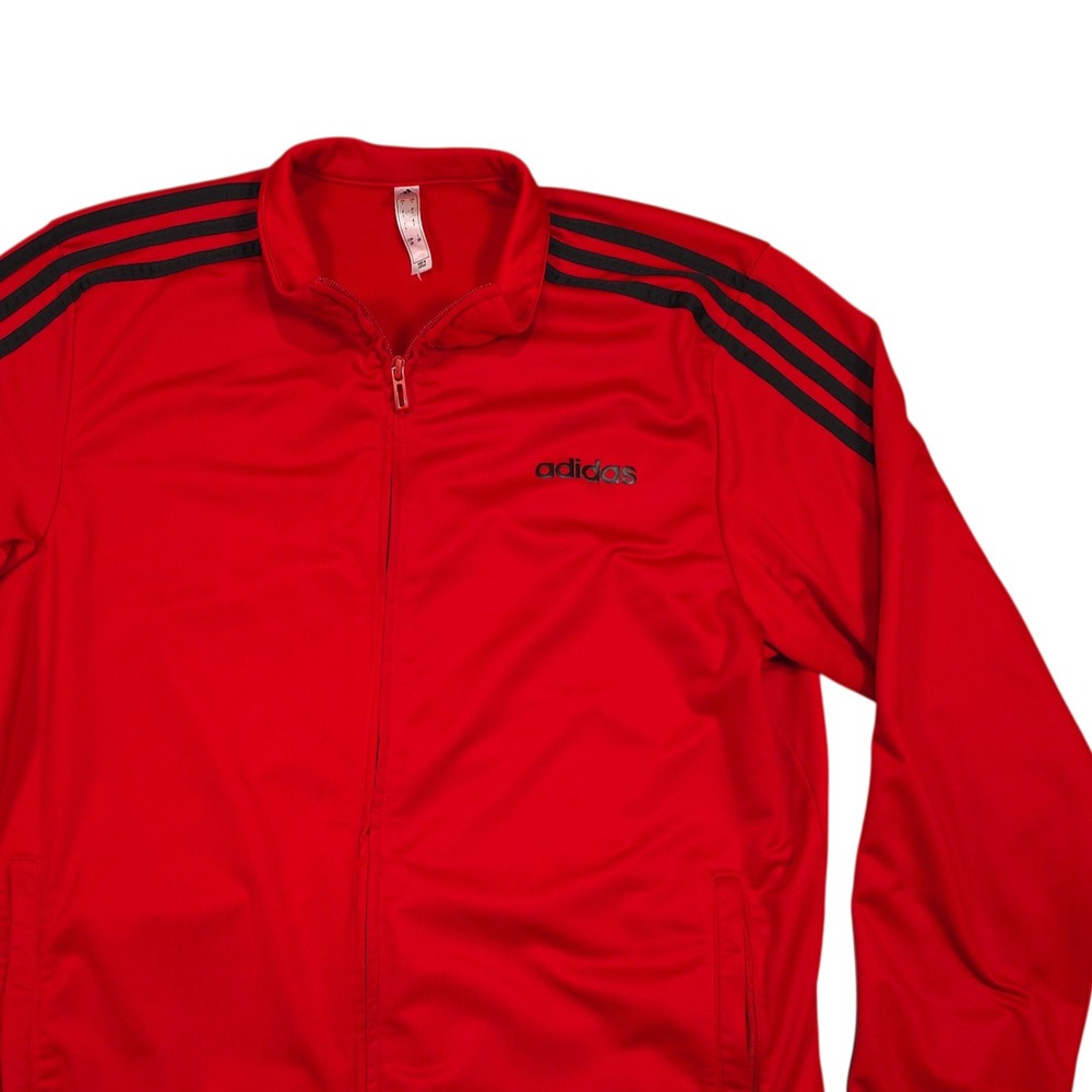 Adidas Mens Primegreen Track Jacket Red Black 3-Stripe Full Zip EB3991 Large